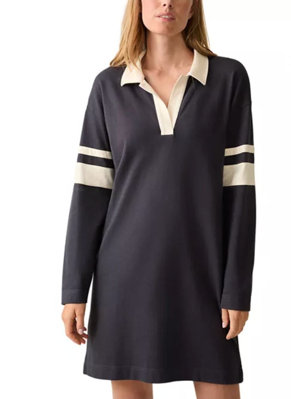 Faherty Sport Jersey Polo Dress Sea Storm Navy Ivory Size XL NWT Preppy Casual